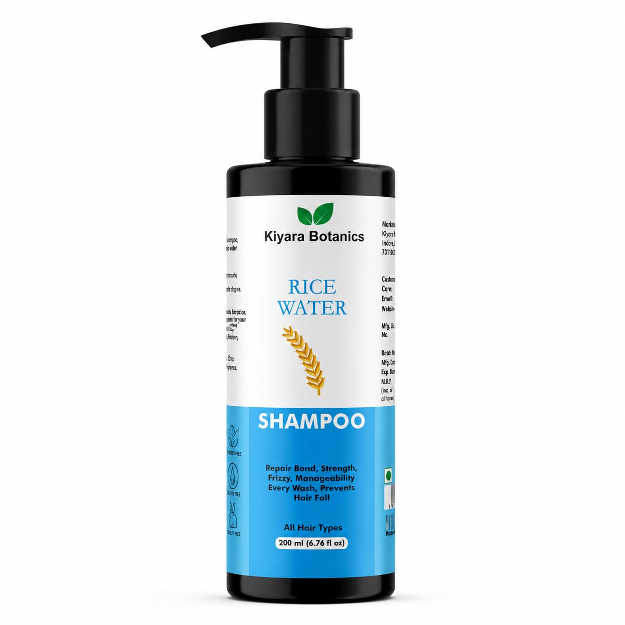 Rice Water Shampoo for Hair Strength & Smoothness | Helps Reduce Frizz & Hair Fall | Nourishing Hair Cleanser for Dry, Damaged & Weak Hair | Suitable for All Hair Types | 200ml