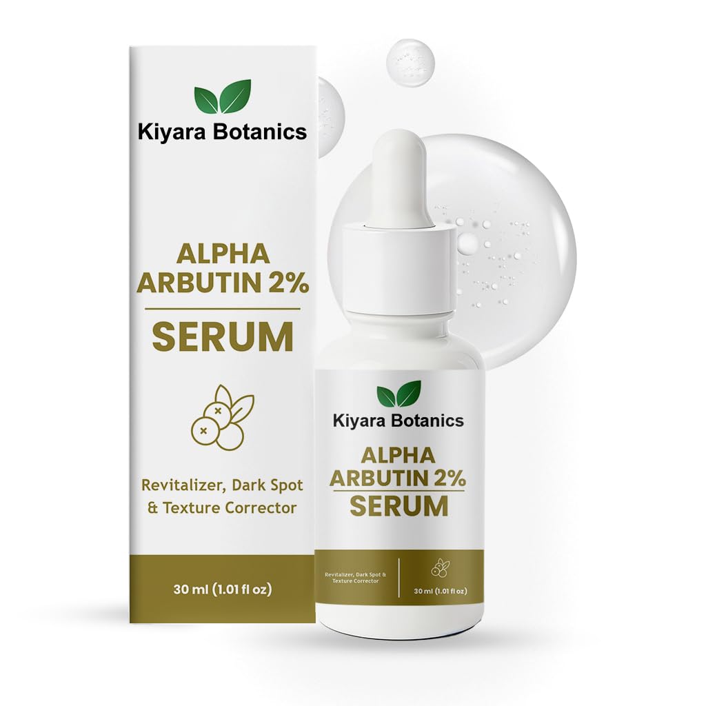 Kiyara Botanics Alpha Arbutin 2% Serum, Revitalizer Dark Spot and Texture Corrector, 30ml