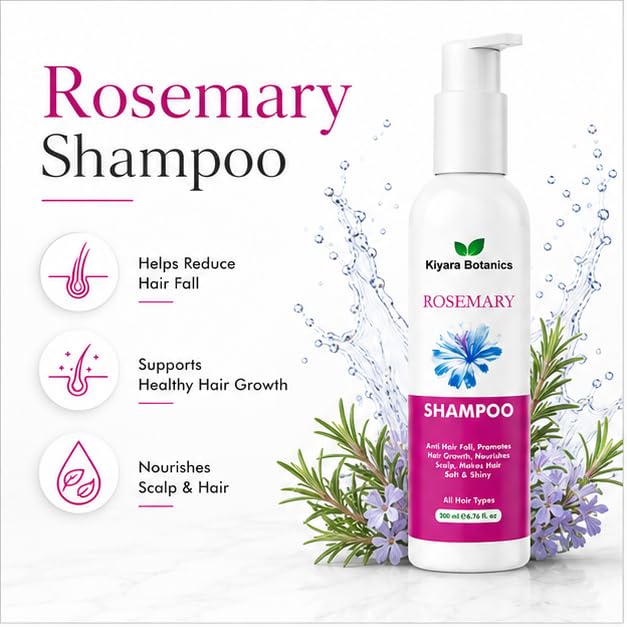 Rosemary Shampoo for Hair Fall Control & Hair Growth Support, Nourishing Scalp Cleanser for Soft Smooth Shiny Hair, Suitable for All Hair Types, 200ml