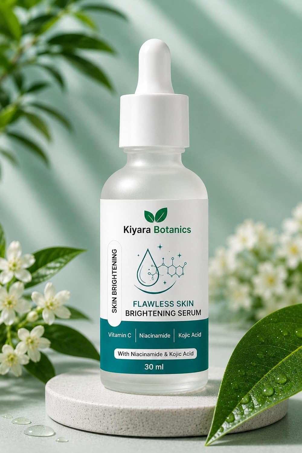 Flawless Skin Brightening Serum with Vitamin C, Niacinamide & Kojic Acid | Helps Improve Skin Radiance, Evens Skin Tone & Reduces Dullness | Lightweight Daily Face Serum for Men & Women | 30ml