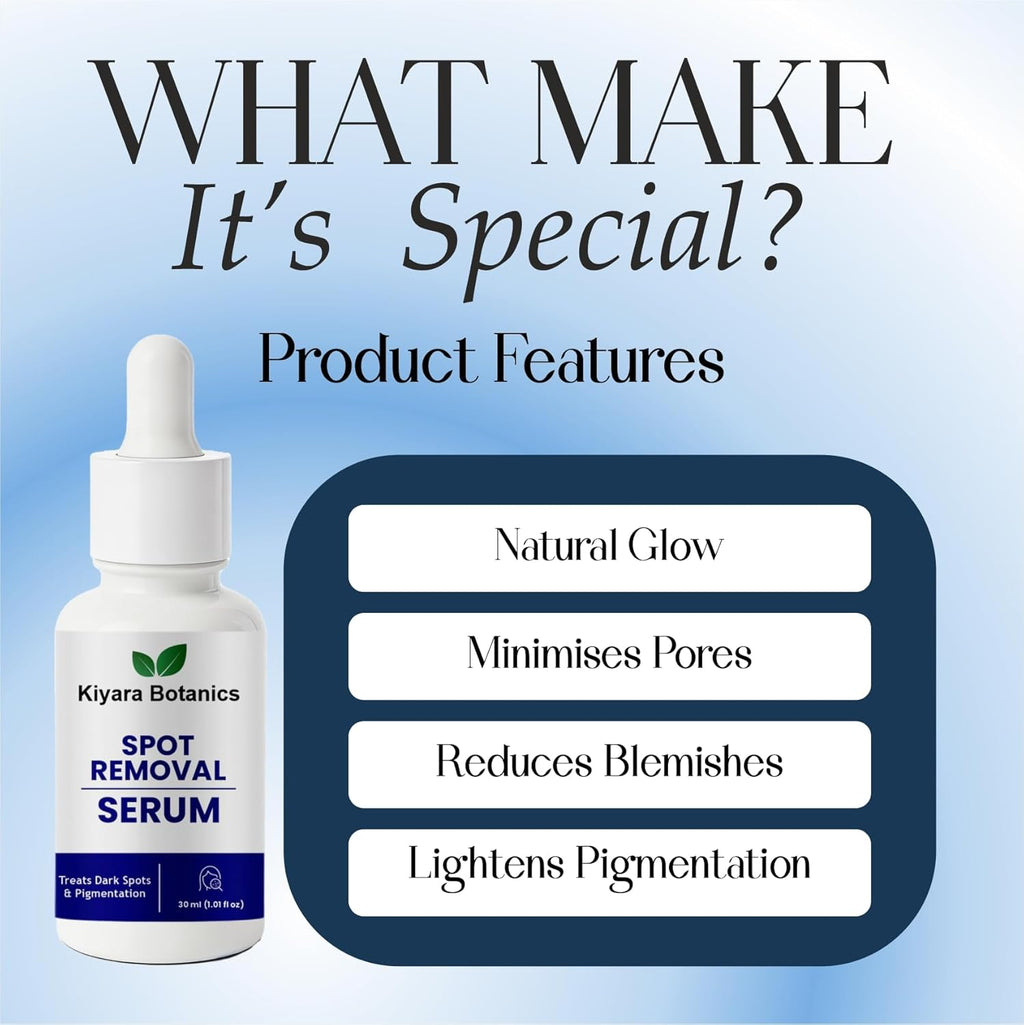 Kiyara Botanics Spot Removal Serum for Dark Spots and Pigmentation Treatment, Natural Botanical Formula, 30ml (1.01 fl oz)