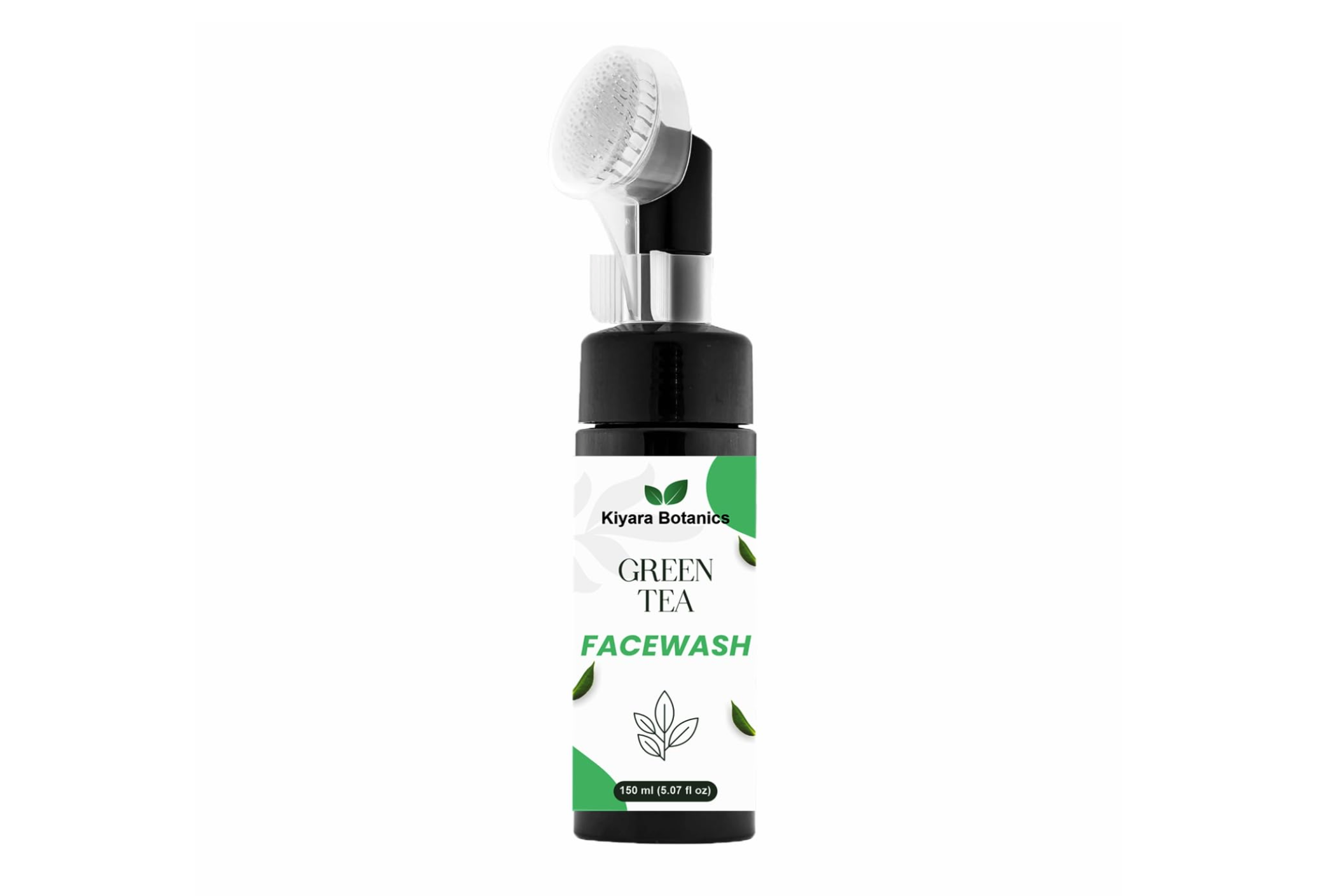 Kiyara Botanics Green Tea Face Wash with Deep Cleansing Brush - Refreshing Anti Acne Face Cleanser for Oily Skin, Removes Dirt, Oil & Impurities for Clear Skin (150ml)