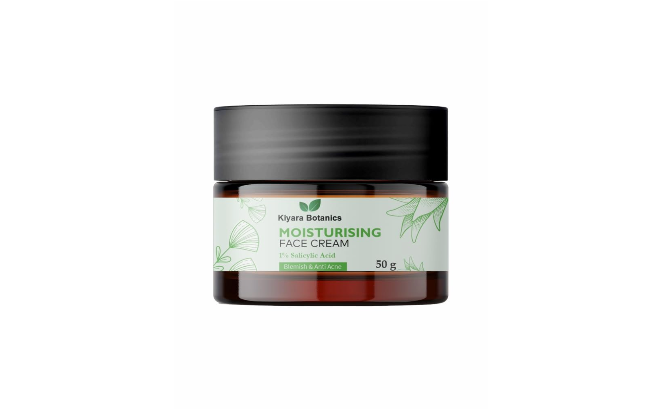 Kiyara Botanics Moisturising Face Cream with 1% Salicylic Acid for Acne & Blemish Control - Lightweight Hydrating Anti-Acne Cream for Clear, Smooth, Oil-Free Skin