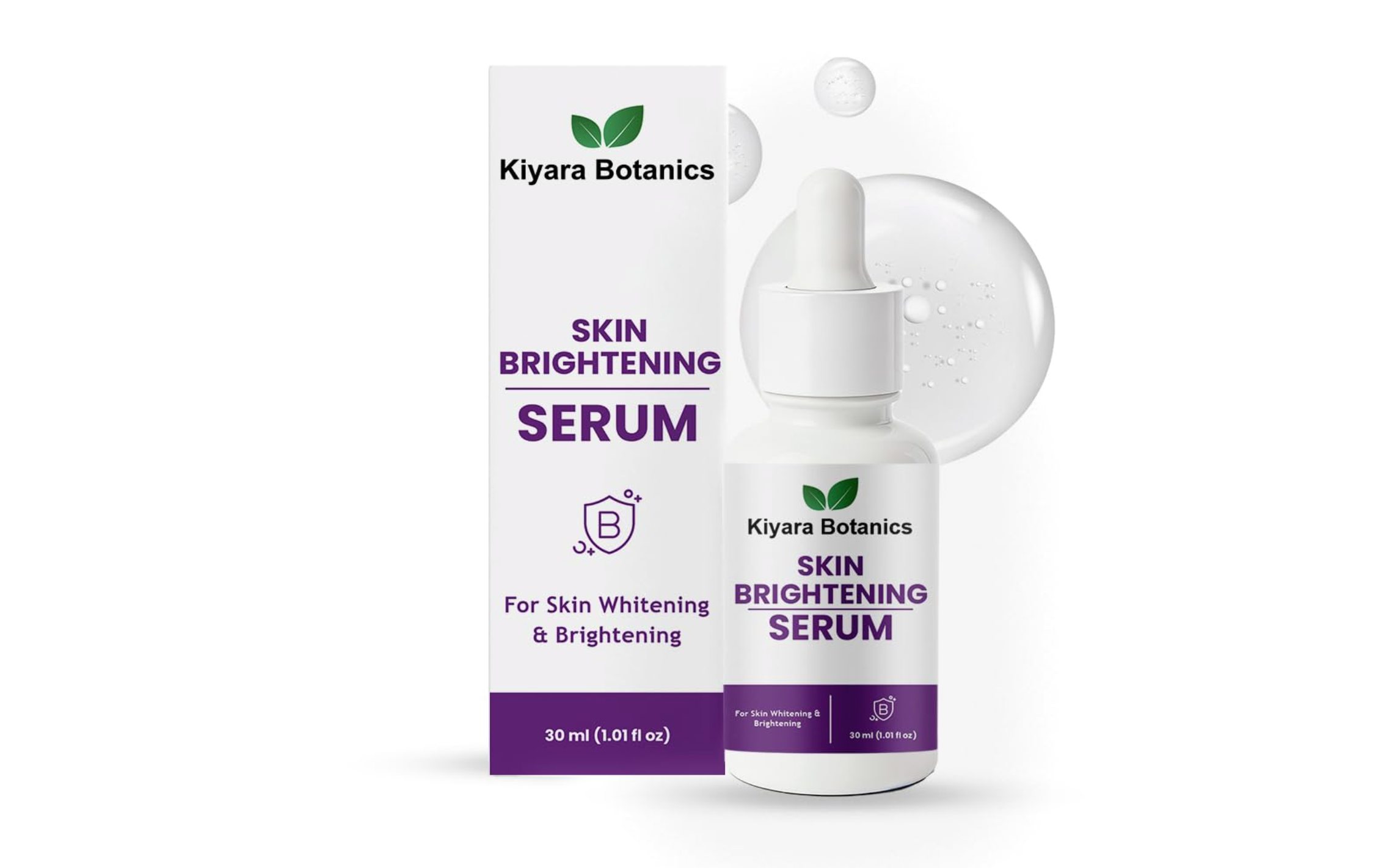 Kiyara Botanics Skin Brightening Serum for Whitening and Brightening, Natural Botanical Formula, 30ml (1.01 fl oz)