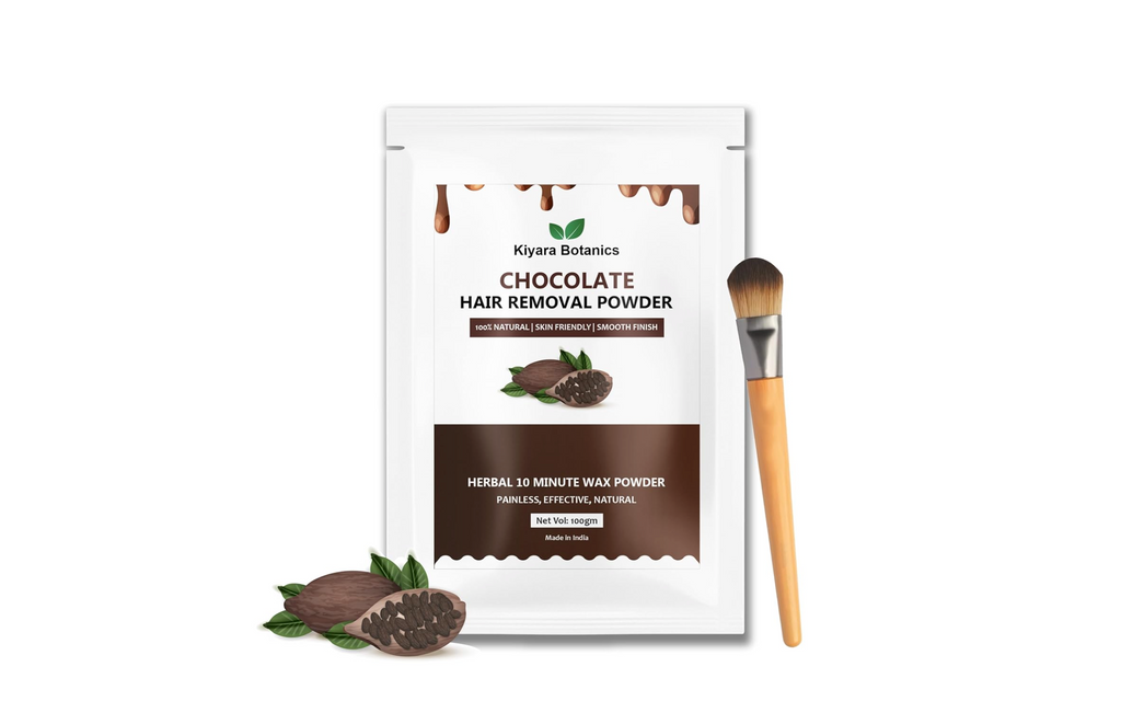 Kiyara Botanics Chocolate Hair Removal Powder, Herbal Wax, 100% Natural, All Skin Types, 100g