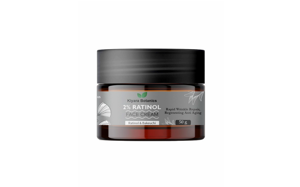 Kiyara Botanics 2% Retinol Face Cream with Bakuchiol - Anti Aging Night Cream for Wrinkle Repair, Fine Lines, Skin Renewal & Firming - Smooth, Youthful & Glowing Skin (50g)