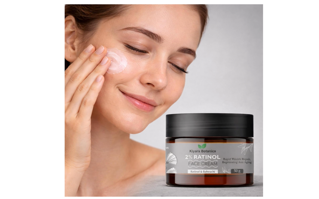 Kiyara Botanics 2% Retinol Face Cream with Bakuchiol - Anti Aging Night Cream for Wrinkle Repair, Fine Lines, Skin Renewal & Firming - Smooth, Youthful & Glowing Skin (50g)